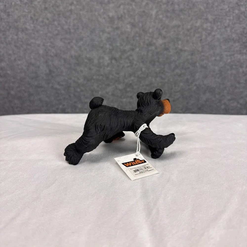 Wilcor Willie Bear Wine Bottle Hanger Figurine Black Resin Cabin Decor GFT3564